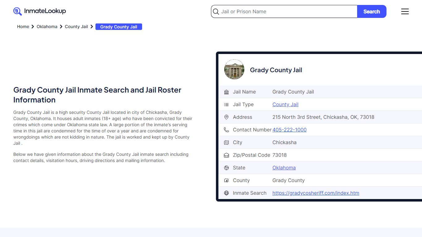 Grady County Jail Inmate Search, Jail Roster, Bookings, Arrests ...